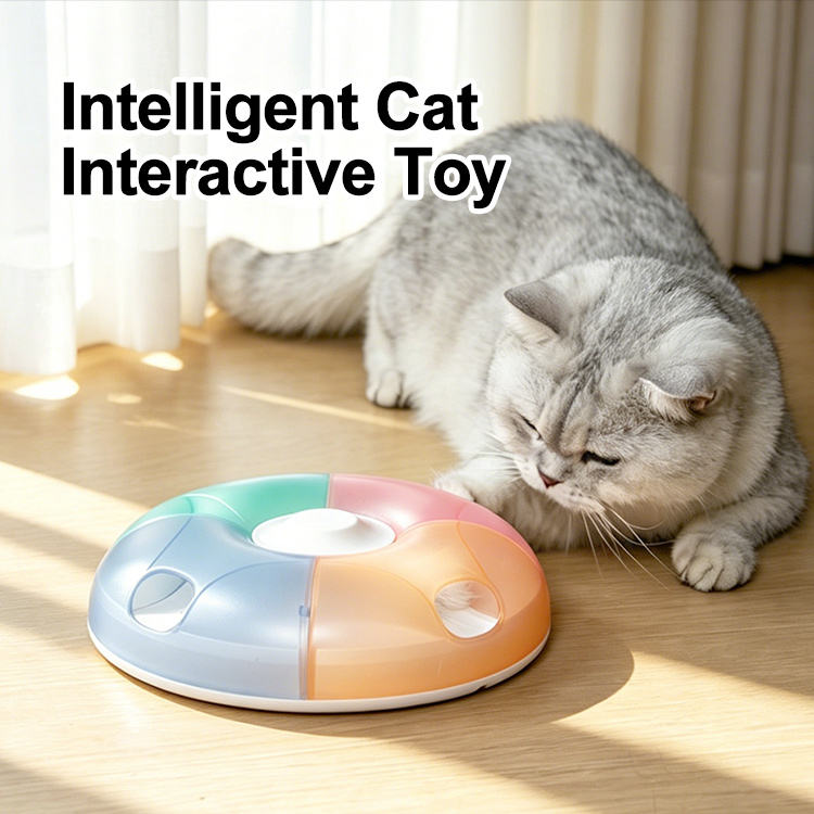 Interactive Automatic Cat Toy with Peek-a-Boo Feather, Rechargeable Indoor Cat Exercise Toy for Bored Cats