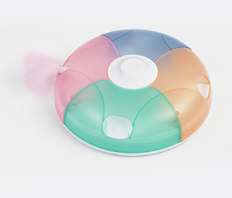 Interactive Automatic Cat Toy with Peek-a-Boo Feather, Rechargeable Indoor Cat Exercise Toy for Bored Cats