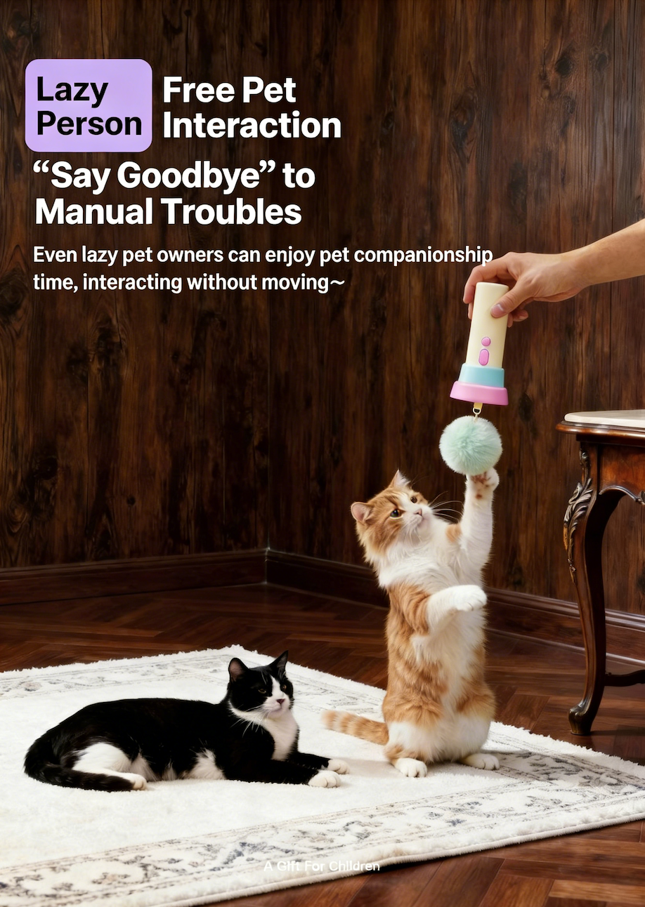 Automatic Interactive Cat Toy with One-Button Launch, Electric Cat Teaser for Indoor Cats, Self-Play Pet Toy for Cats and Kittens