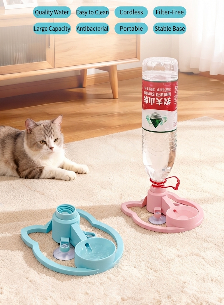 Minimalist Gravity Cat Water Dispenser | Eco-Friendly, No-Electric, Fits Any Standard Bottle