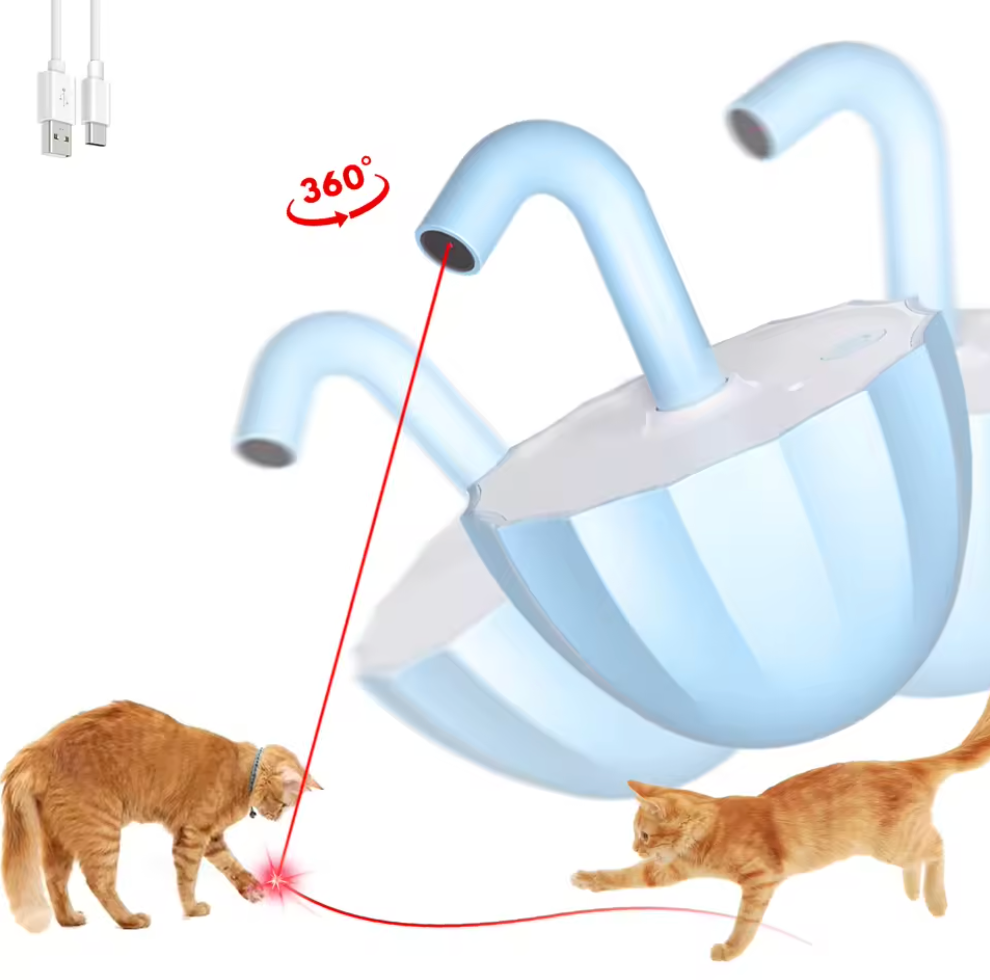 PlaySmartCat Rechargeable Automatic Cat Laser Toy with True Random Motion, Interactive Indoor Laser Toy for Cats & Small Dogs