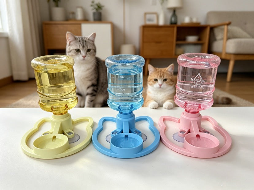 A No-Electric Cat Water Fountain That Turns Any Bottle Into Fresh Water