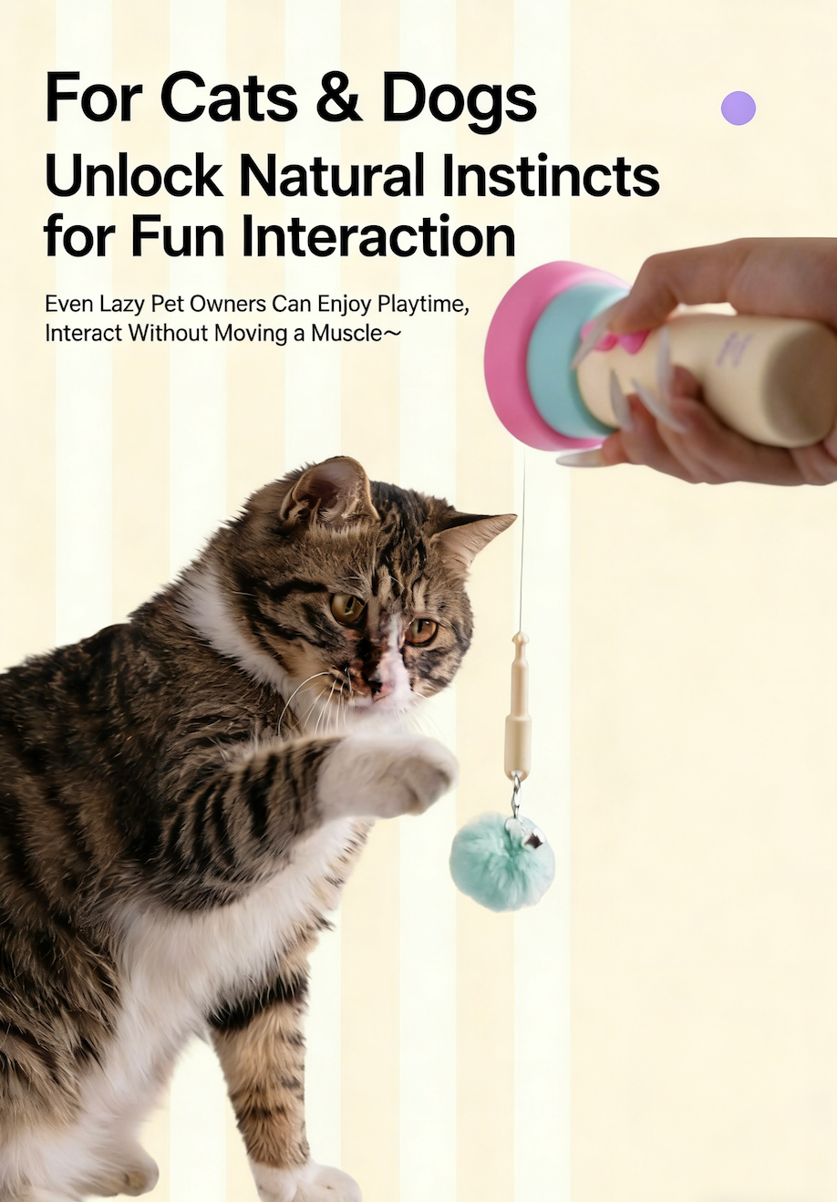 Automatic Interactive Cat Toy with One-Button Launch, Electric Cat Teaser for Indoor Cats, Self-Play Pet Toy for Cats and Kittens