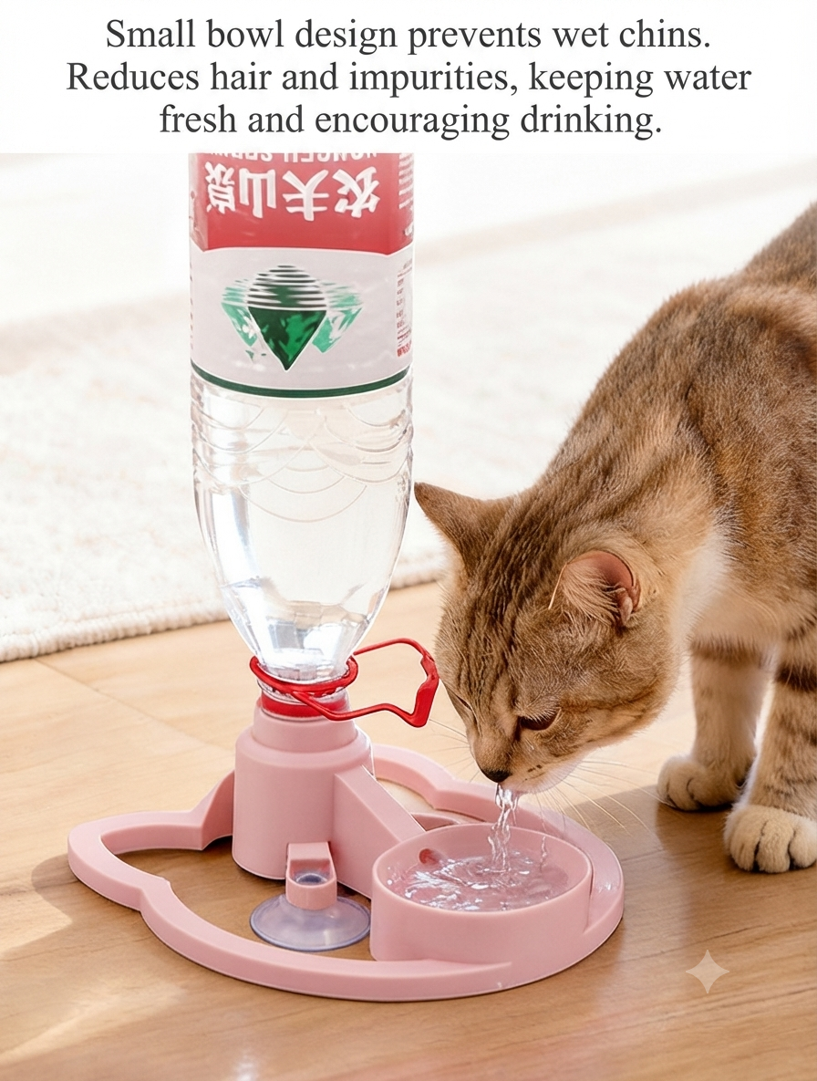 Minimalist Gravity Cat Water Dispenser | Eco-Friendly, No-Electric, Fits Any Standard Bottle