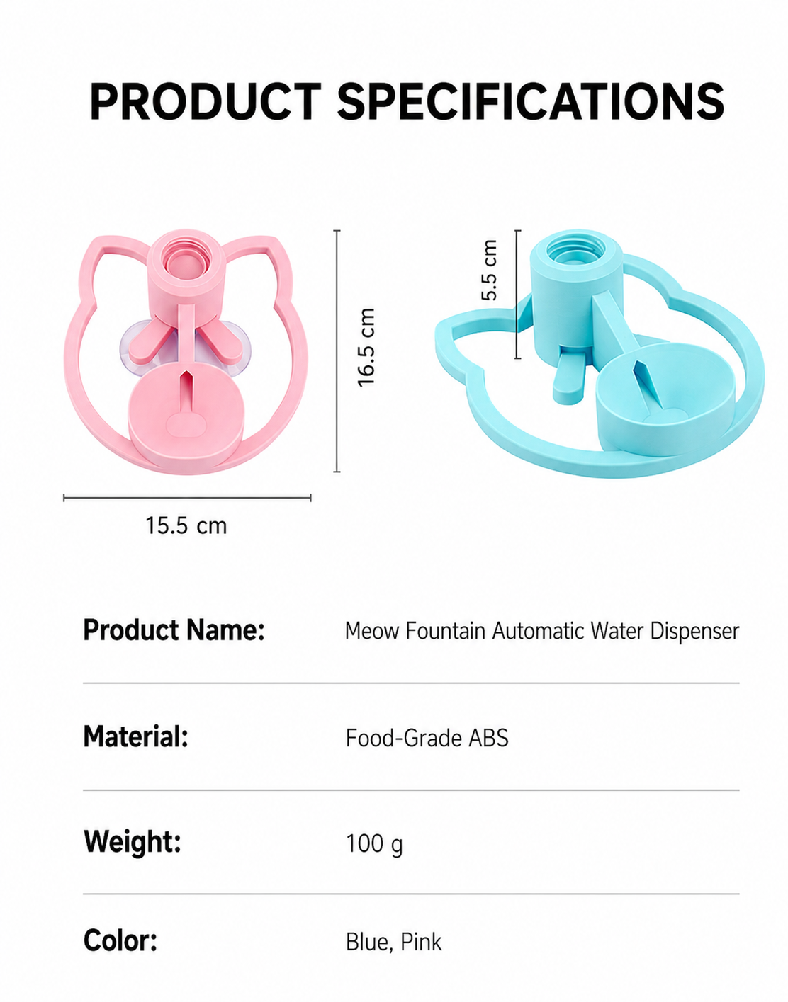 Minimalist Gravity Cat Water Dispenser | Eco-Friendly, No-Electric, Fits Any Standard Bottle