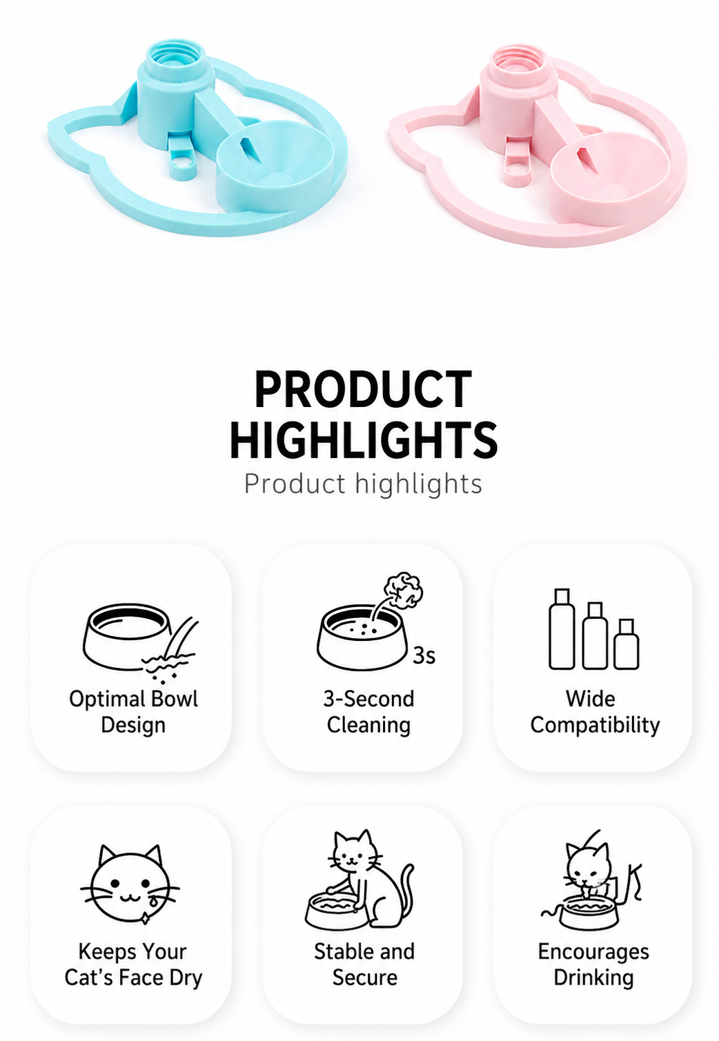Minimalist Gravity Cat Water Dispenser | Eco-Friendly, No-Electric, Fits Any Standard Bottle